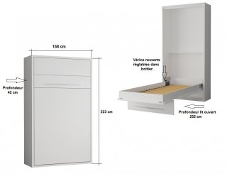 Armoire lit escamotable MYKONOS chêne naturel / wengué couchage 140*200 cm.