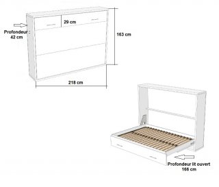 Armoire lit escamotable SKYROS 140*200 cm structure beige façade crème