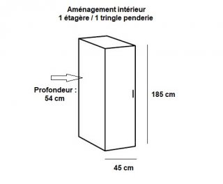 Armoire penderie 1 porte MALTA laquée blanc cassé L : 45 cm