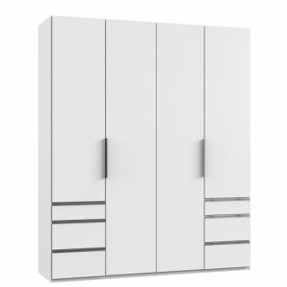 Armoire de rangement LISBETH  4 portes 6 tiroirs blanc 200 x 236 cm hauteur
