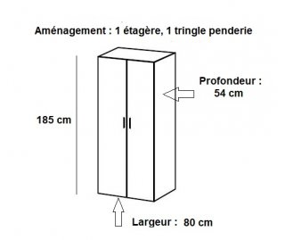 Armoire de rangement LUND 2 portes chêne naturel 80 x 54 cm profondeur