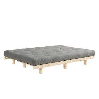 Banquette convertible futon LEAN pin coloris gris couchage 130*190 cm.