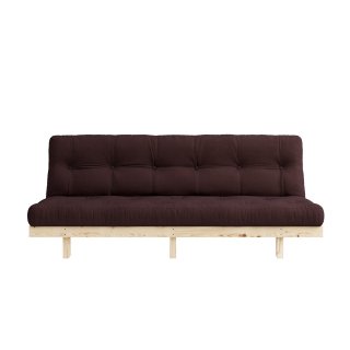 Banquette convertible futon LEAN pin coloris marron couchage 130*190 cm.