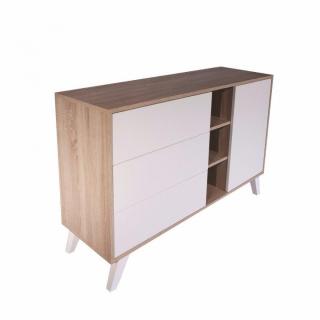 Buffet design scandinave SQUARE 1 porte 3 tiroirs blanc