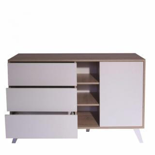 Buffet design scandinave SQUARE 1 porte 3 tiroirs blanc