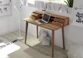 Bureau TUCSON style scandinave chêne noueux massif  4 tiroirs