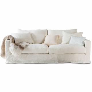 Canapé 2 places BISCARROSSE 186 cm tissu Newlin blanc   Home Spirit