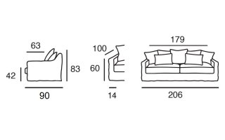 Canapé 3 places BONDUES 206 cm  Home Spirit