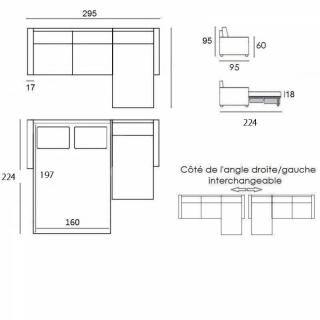 Canapé d'angle réversible EXPRESS MASTER COUCHAGE 160cm MATELAS 18CM