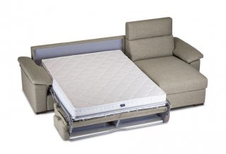 Canapé d'angle Méridienne droite express ALMA 160 cm déhoussable matelas 18 cm Encombrement ouvert : 206 cm