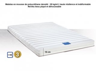 Canapé d'angle Méridienne droite express ALMA 160 cm déhoussable matelas 18 cm Encombrement ouvert : 206 cm