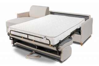 Canapé d'angle CASUAL convertible EXPRESS 140 cm matelas 16 cm sommier lattes pieds bois