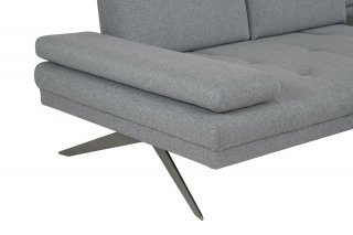 Canapé angle FERNIE double profondeur méridienne droite tissu gris 296 x 179 cm