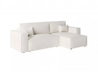 Canapé d'angle réversible MIA convertible 140x225 bouclette blanc avec pouf