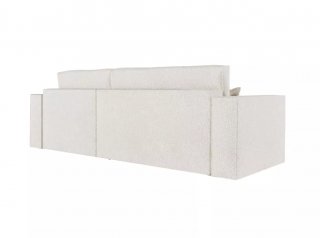 Canapé d'angle réversible MIA convertible 140x225 bouclette blanc avec pouf