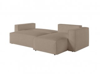 Canapé d'angle réversible MIA convertible 140x225 bouclette taupe avec pouf