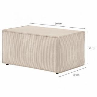 Canapé d'angle réversible MIA convertible avec pouf velours côtelé beige