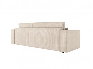 Canapé d'angle réversible MIA convertible avec pouf velours côtelé beige