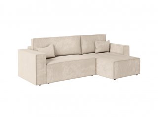 Canapé d'angle réversible MIA convertible avec pouf velours côtelé beige