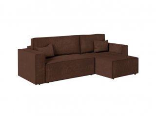 Canapé d'angle réversible MIA convertible avec pouf velours côtelé marron