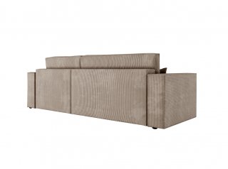 Canapé d'angle réversible MIA convertible avec pouf velours côtelé taupe