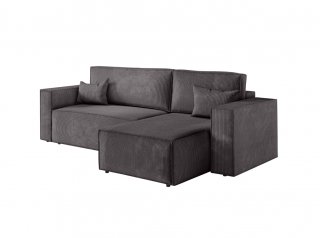 Canapé d'angle réversible MIA convertible 140x225 velours côtelé gris