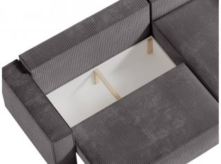 Canapé d'angle réversible MIA convertible 140x225 velours côtelé gris