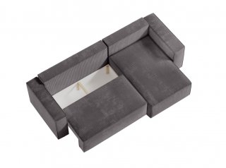 Canapé d'angle réversible MIA convertible 140x225 velours côtelé gris