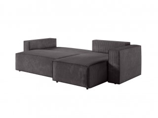 Canapé d'angle réversible MIA convertible 140x225 velours côtelé gris