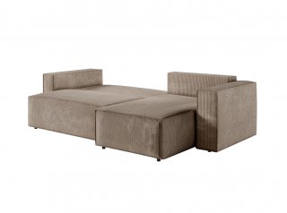 Canapé d'angle réversible MIA convertible 140x225 velours côtelé taupe