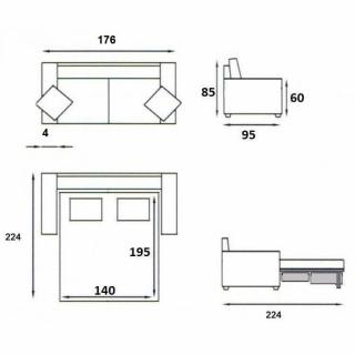 Canapé convertible PARADISO EXPRESS 140cm matelas 14cm velours côtelé beige