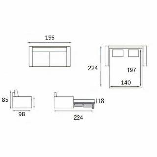 Canapé convertible express SAPHIR couchage 140 cm matelas 18 cm