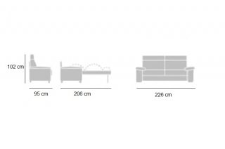 Canapé Convertible express ALBINA 160 cm déhoussable matelas 14 cm Encombrement ouvert : 206 cm 