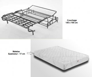 Canapé convertible 2/3 places BARI ouverture EXPRESS 120 cm matelas 17 cm