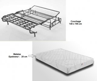 Canapé convertible 3 places BARI ouverture EXPRESS 140 cm matelas 20 cm