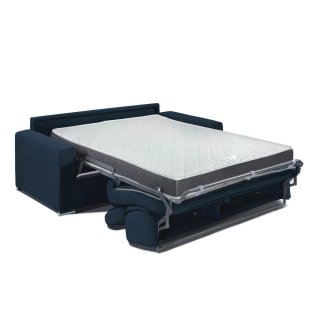 Canapé convertible EXPRESS DARWIN têtières réglables couchage 140cm matelas 16cm tissu tweed bleu nuit