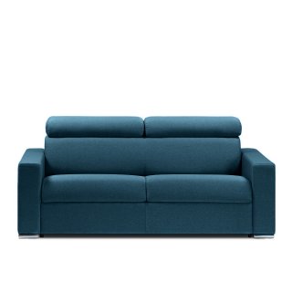 Canapé convertible EXPRESS DARWIN têtières réglables couchage 140cm matelas 16cm tissu tweed bleu pétrole