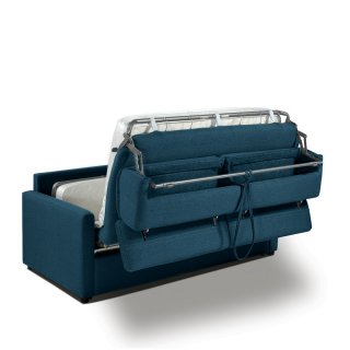 Canapé convertible EXPRESS DARWIN têtières réglables couchage 140cm matelas 16cm tissu tweed bleu pétrole