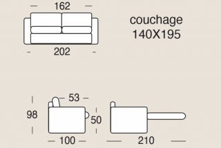 Canapé convertible express  FLORENCE couchage 140cm matelas Sogno 35 17cm 