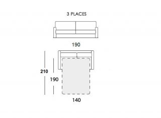 Canapé convertible EXPRESS 140 cm GAVINA matelas 16 cm tissu ficelle passepoil crème