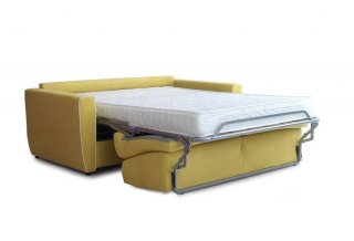 Canapé convertible EXPRESS 140 cm GAVINA matelas 16 cm tissu ficelle passepoil crème