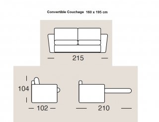 Canapé convertible 3 places maxi MATERA ouverture EXPRESS 160 cm matelas 17 cm