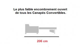 Canapé Convertible express SILVIO Encombrement ouvert : 206 cm couchage 160 piétement hêtre naturel.