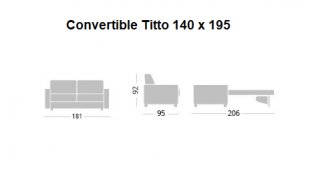 Canapé Convertible express TITO Encombrement ouvert : 206 cm couchage 140 piétement hêtre naturel.
