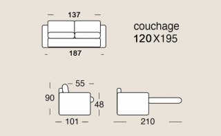 Canapé convertible express  VIGO couchage 160x195 cm matelas Stella 17cm