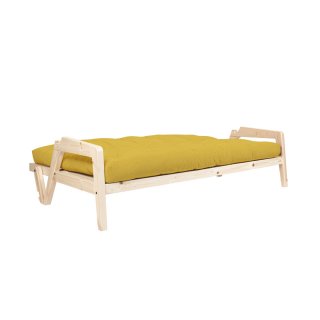 Canapé convertible futon GRAB pin naturel coloris miel couchage 130 cm.