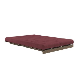 Canapé convertible futon ROOTS pin carob brown coloris bordeaux couchage 140*200 cm