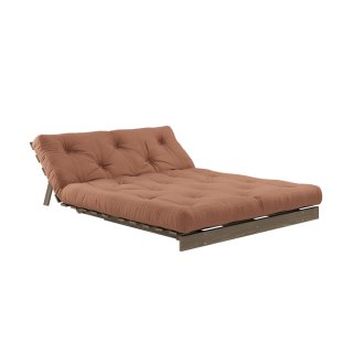 Canapé convertible futon ROOTS pin carob brown matelas clay brown couchage 140*200 cm