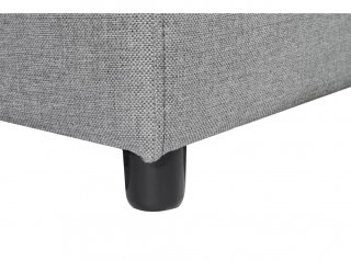 Canapé panoramique convertible CAPELLA tissu gris clair avec coffre et poufs rangement gauche