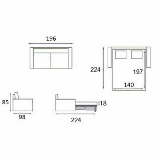 Canapé convertible express SAPHIR 140cm matelas 18cm sommier lattes RENATONISI